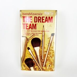 New BareMinerals "The Dream Team" 5 Pcs Makeup Face Eye Gold Brush Set